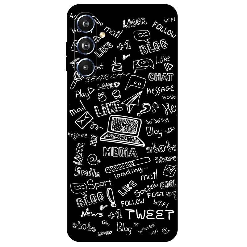 کاور مگافون طرح رسانه های اجتماعی مدل 1898 مناسب برای گوشی موبایل سامسونگ Galaxy F54 / M54         