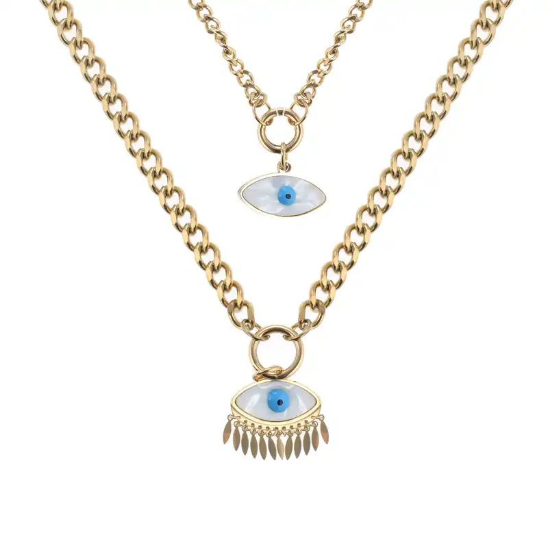 گردنبند زنانه مدل چشم مدل صدف کد 4556986 مجموعه دو عددی