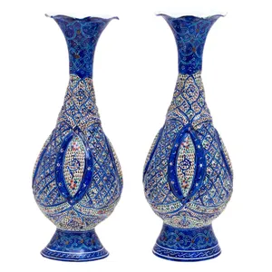 گلدان میناکاری رستا مدل 345-12-102 ارتفاع 20 سانتی متر بسته دو عددی