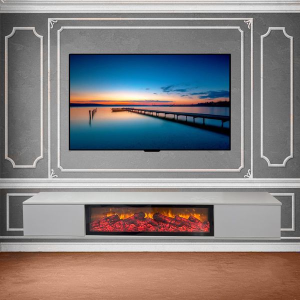 میز تلویزیون دیواری مدل 00132D مناسب برای تلویزیون تا 75 اینچ مجموعه دو عددی