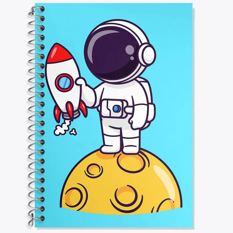 دفتر زبان 50 برگ خندالو مدل سه خط طرح فضانورد کد 25091