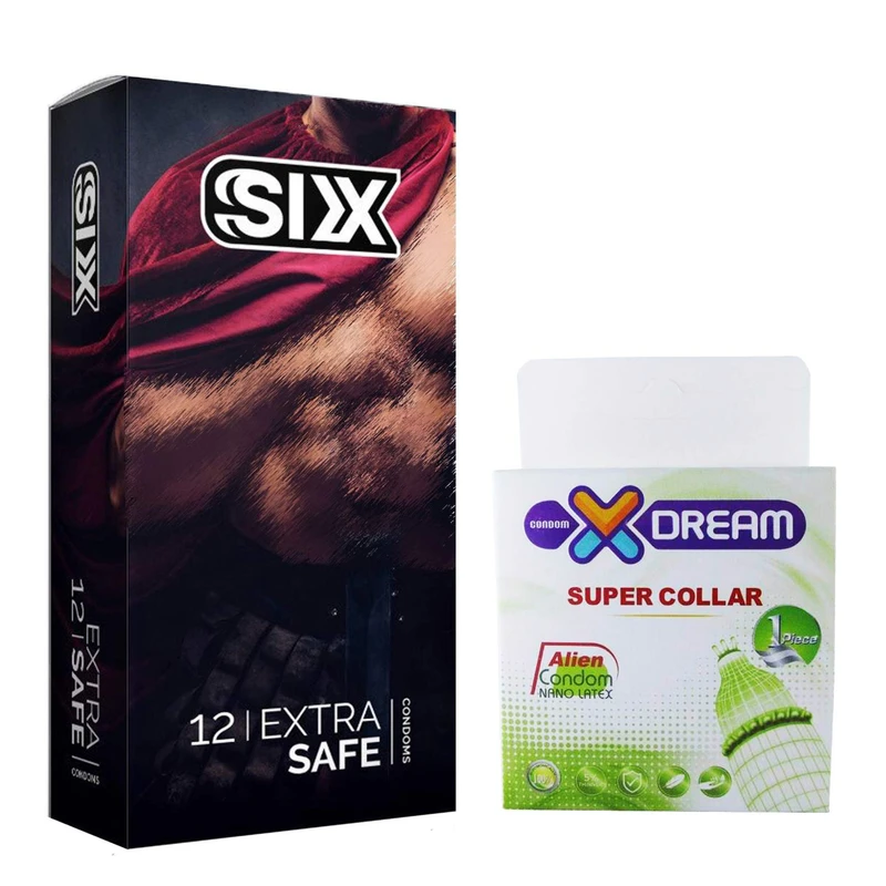 کاندوم سیکس مدل Max Safety بسته 12 عددی به همراه کاندوم ایکس دریم مدل Super Collar