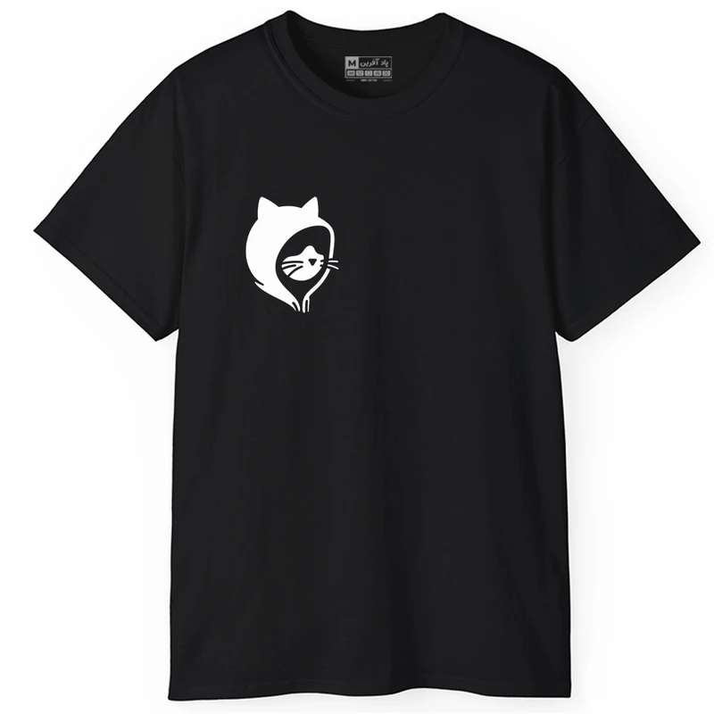 تی‌شرت آستین کوتاه مردانه پاد آفرین مدل گربه با هودی کد 10