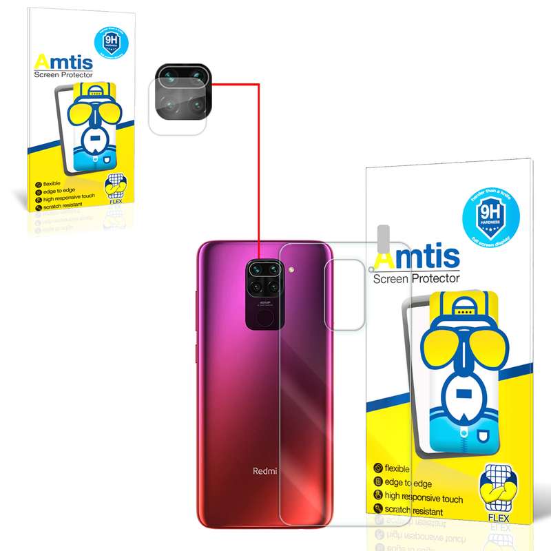 محافظ لنز دوربین امتیس مدل 9 مناسب برای گوشی موبایل شیائومی REDMI NOTE 9 به همراه محافظ پشت گوشی
