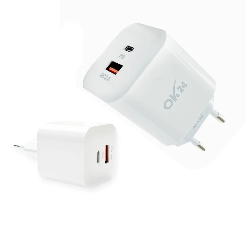 شارژر دیواری 25 وات دو پورت اوکی 24 مدل ADPT Fast Charge