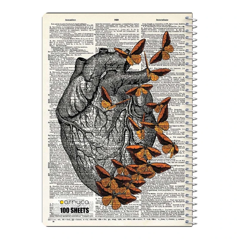 دفتر مشق 100 برگ سیمی کارنیکا طرح روزنامه وینتج قلب Vintage Newspaper Heart کد 14512