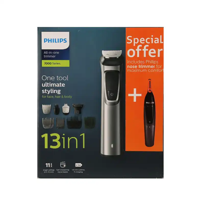 ماشین اصلاح موی صورت فیلیپس مدل 7000 به همراه موزن بینی مدل NT1150