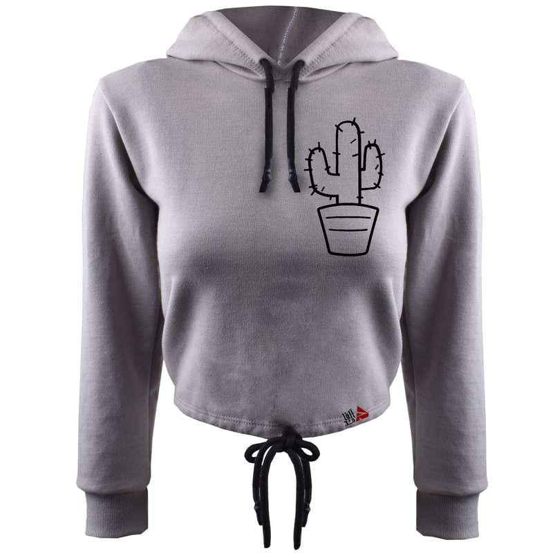 هودی زنانه مدل کاکتوس کد T19 رنگ طوسی 