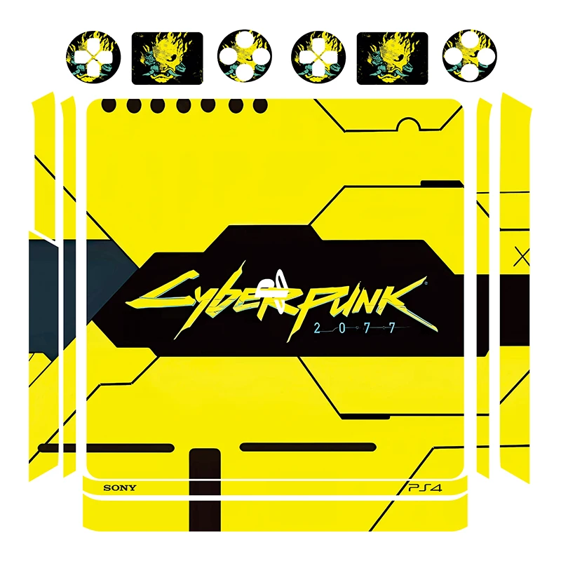 برچسب پلی استیشن 4 اسلیم توییجین وموییجین مدل Cyberpunk 02 مجموعه 14 عددی