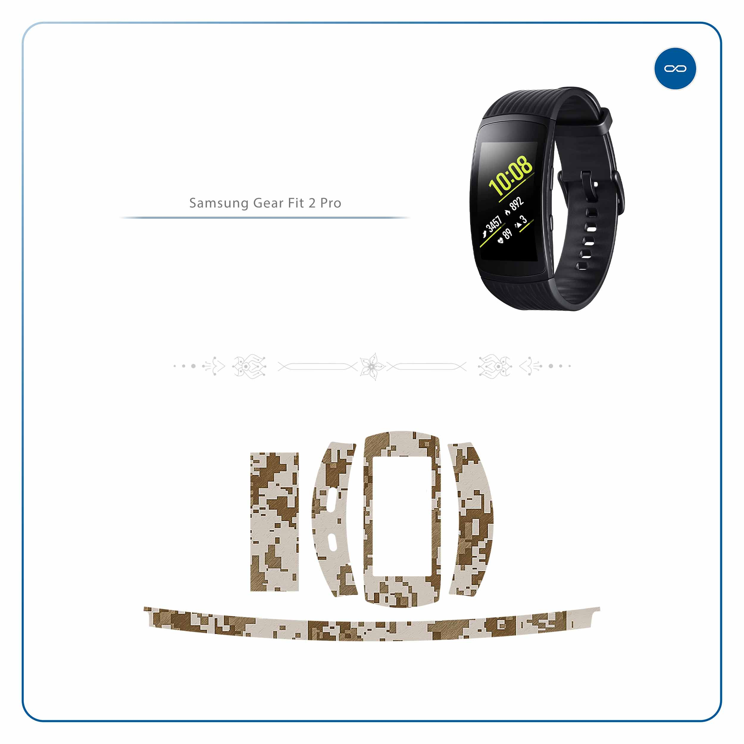 برچسب ماهوت طرح Army-Desert-Pixel مناسب برای ساعت هوشمند سامسونگ Galaxy Gear Fit 2 Pro