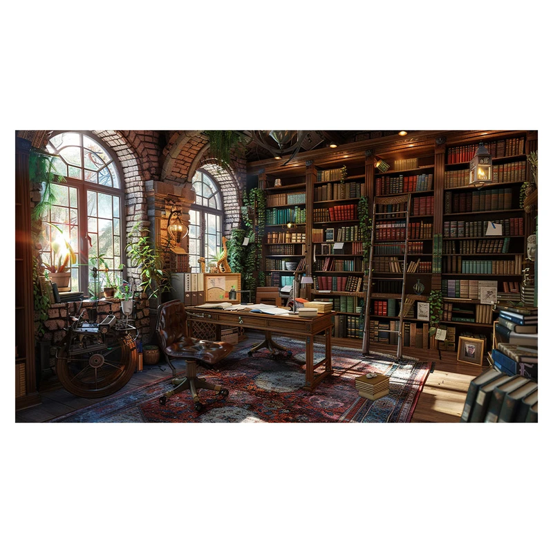 فرش پارچه‌ای مدل فرشینه طرح کتابخانه کلاسیک کد AR3060723
