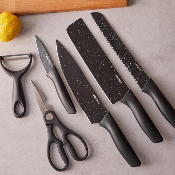 ست چاقو 6 پارچه کاراجا مدل black stone ست چاقو 6 پارچه کاراجا مدل black stone