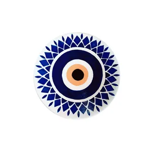 بشقاب دیوارکوب سفالی طرح چشم نظر