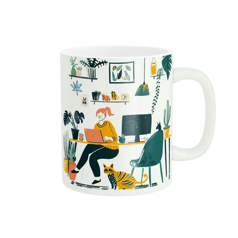 ماگ پادآفرین مدل مشاغل آنلاین طرح دختر کد PM301