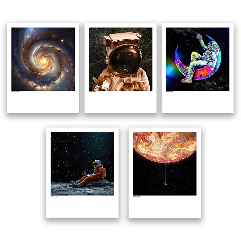 آویز تزیینی عرش مدل فانتزی فضا و کهکشان کد Asa1225 مجموعه پنج عددی