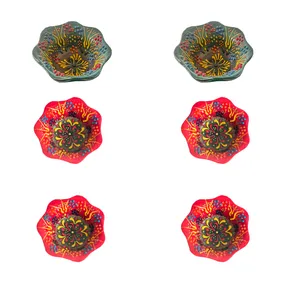 کاسه سرامیکی  مدل میناکاری طرح نقش برجسته لب دالبری کد 5030 بسته 6 عددی