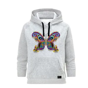 هودی زنانه مدل پروانه کد M139 رنگ طوسی