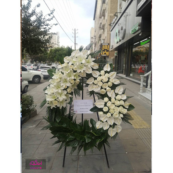 تاج گل طبیعی لیلیوم، رز، آنتوریوم مدل ترحیم