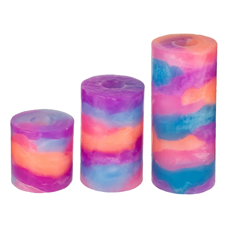 شمع استوانه ای بدون بو مدل مرمریت B-4 زمان اتمام 80 ساعت بسته 3 عددی