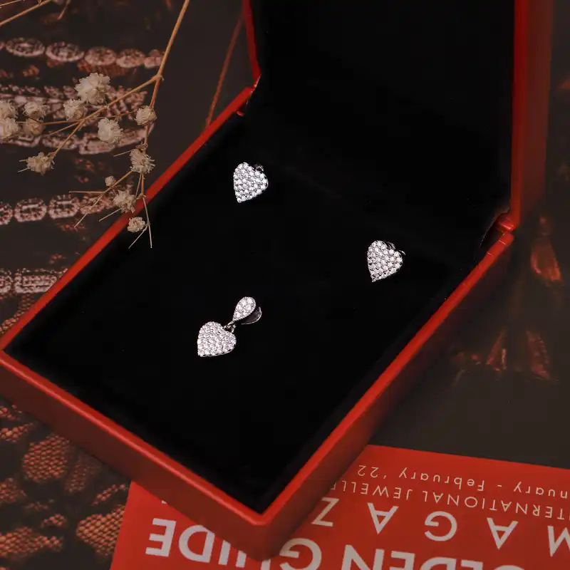 نیم ست نقره زنانه جی تی ای مدل قلب