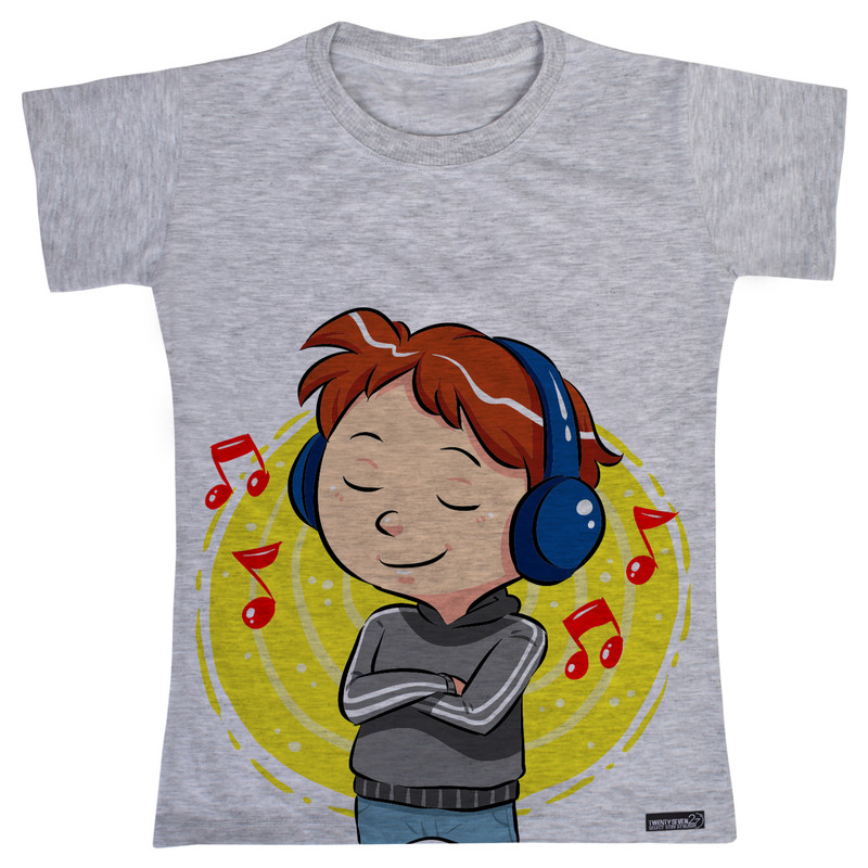 تی شرت آستین کوتاه دخترانه 27 مدل Boy Listening to Music کد MH803
