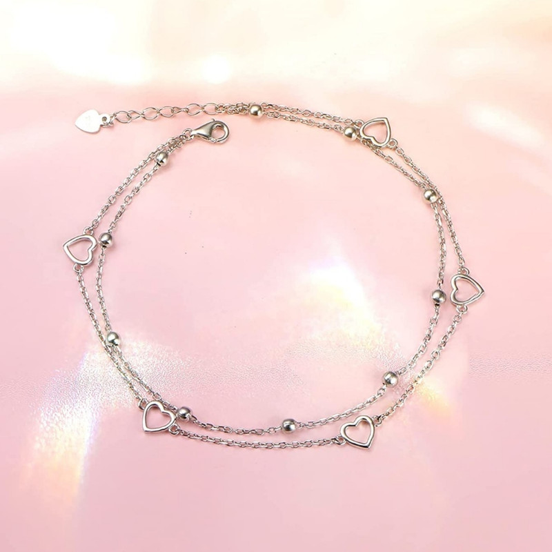 پابند نقره زنانه مدل گوی و قلب کد 622 پابند نقره زنانه مدل گوی و قلب کد 622