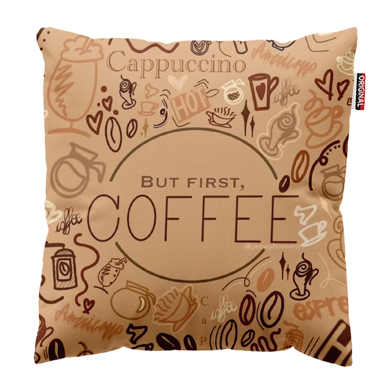 کوسن پاد آفرین طرح قهوه کافی کافه coffee کد 3981 سایز 40*40 سانتی متر