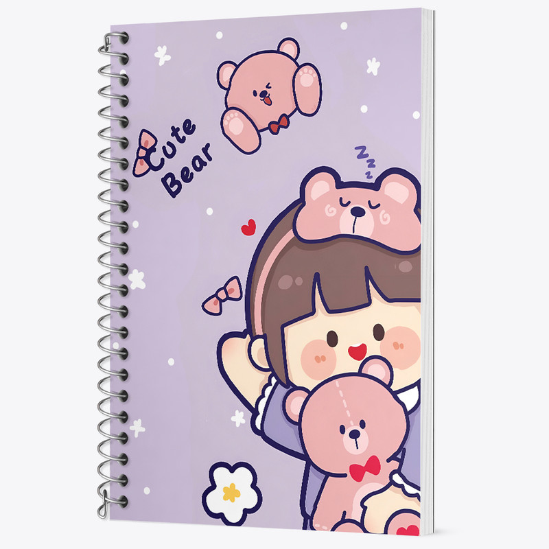 دفتر زبان 50 برگ خندالو مدل دو خط طرح دخترانه کیوت کد N3949