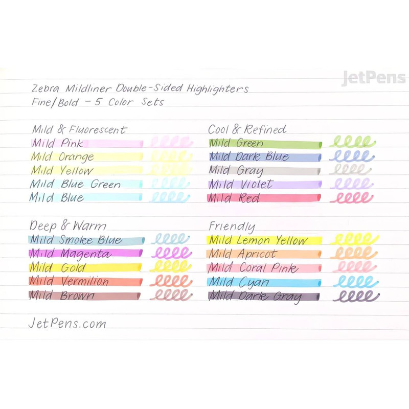 ماژیک علامت گذار دوسر زبرا مدل MILDLINER بسته 5 عددی