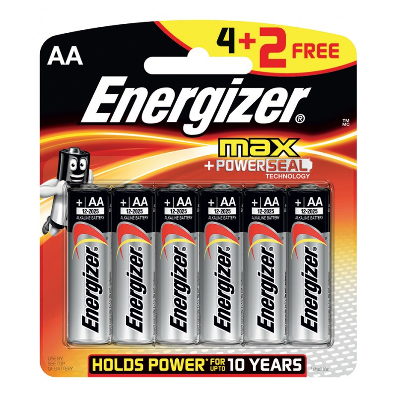 باتری قلمی انرجایزر مدل maX POWER SEAL بسته 6 عددی 