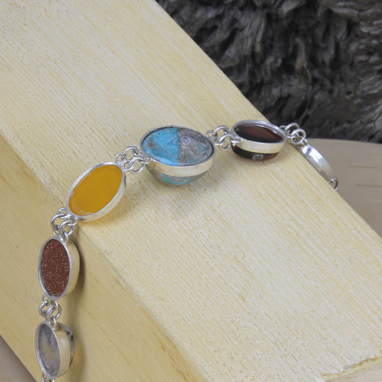 دستبند نقره زنانه مدل چند جواهر کد DP_846 - - 6