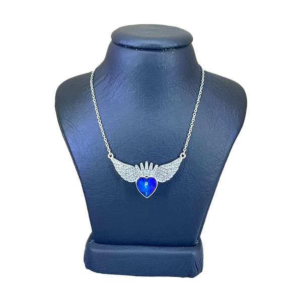 گردنبند نقره زنانه سواروسکی مدل بال و قلب کد 40120