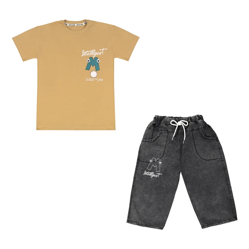 ست تی‌شرت و شلوارک پسرانه نیدلان مدل m4175