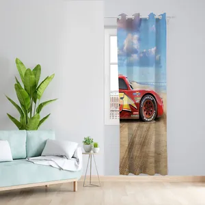  پرده مدل اتاق کودک مخمل پانچی طرح مکویین کد 4217 سایز 140x280 سانتی متر