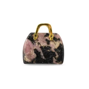 آویز گردنبند زنانه مدل سنگ رودونیت طرح کیف کد S11