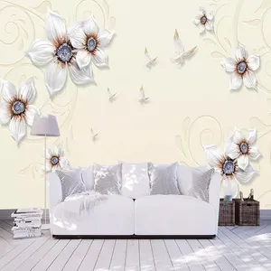 پوستر دیواری سه بعدی مدل گل سفید DVRF1446