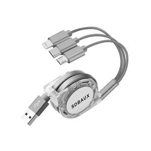 کابل تبدیل USB به MicroUSB / USB-C / لایتنینگ مدل 3in1 طول 1 متر