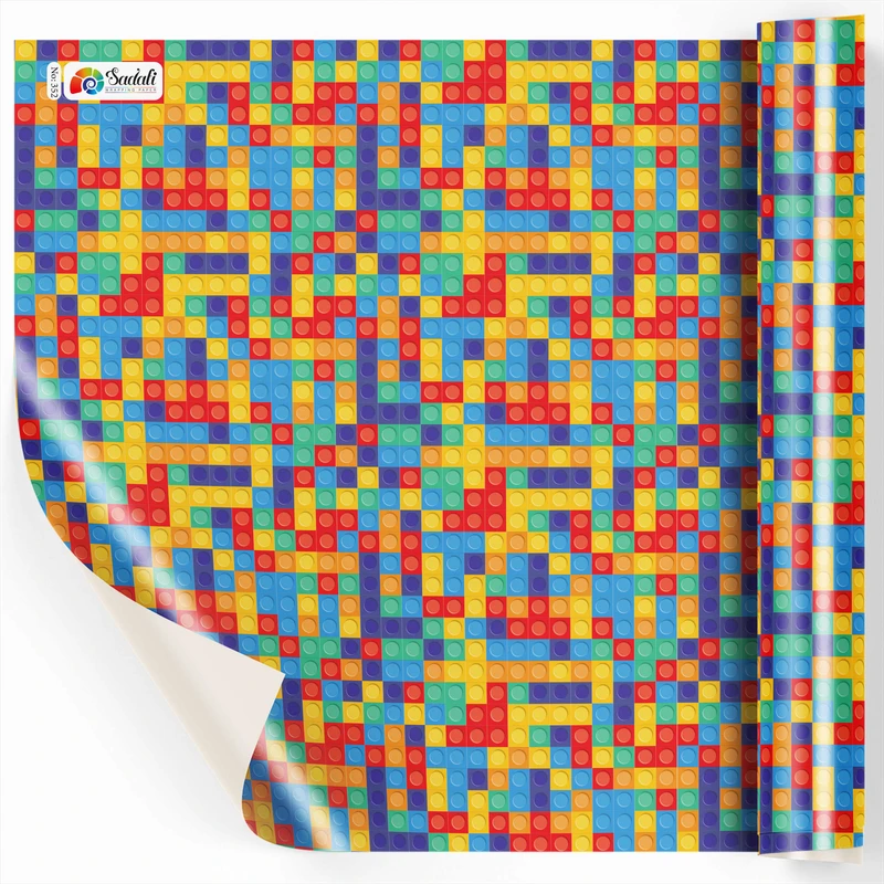 کاغذ کادو صدفی طرح لگو سایز 50*70 سانتی متر بسته 2 عددی