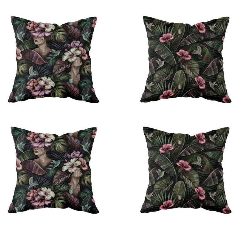 کاور کوسن طرح ملکه گل ها کد F2K1013-1126  مجموعه چهار عددی