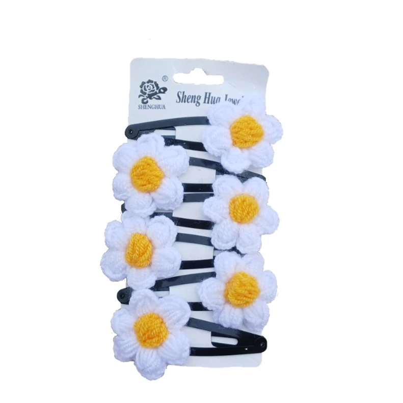 گیره مو دخترانه مدل گل بابونه بسته ۶ عددی