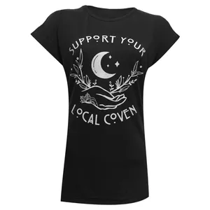 تی شرت آستین کوتاه زنانه مدل  دست و ماه و ستاره کد tm-1948 رنگ مشکی