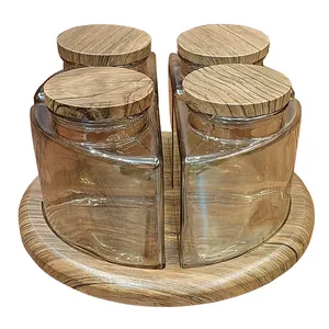 ست جای ادویه چهار پارچه طرح چوب کد 2150