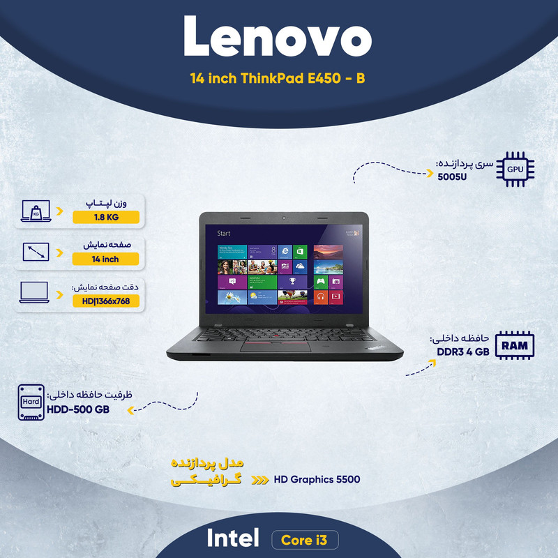 لپ تاپ 14 اینچی لنوو مدل ThinkPad E450 - B