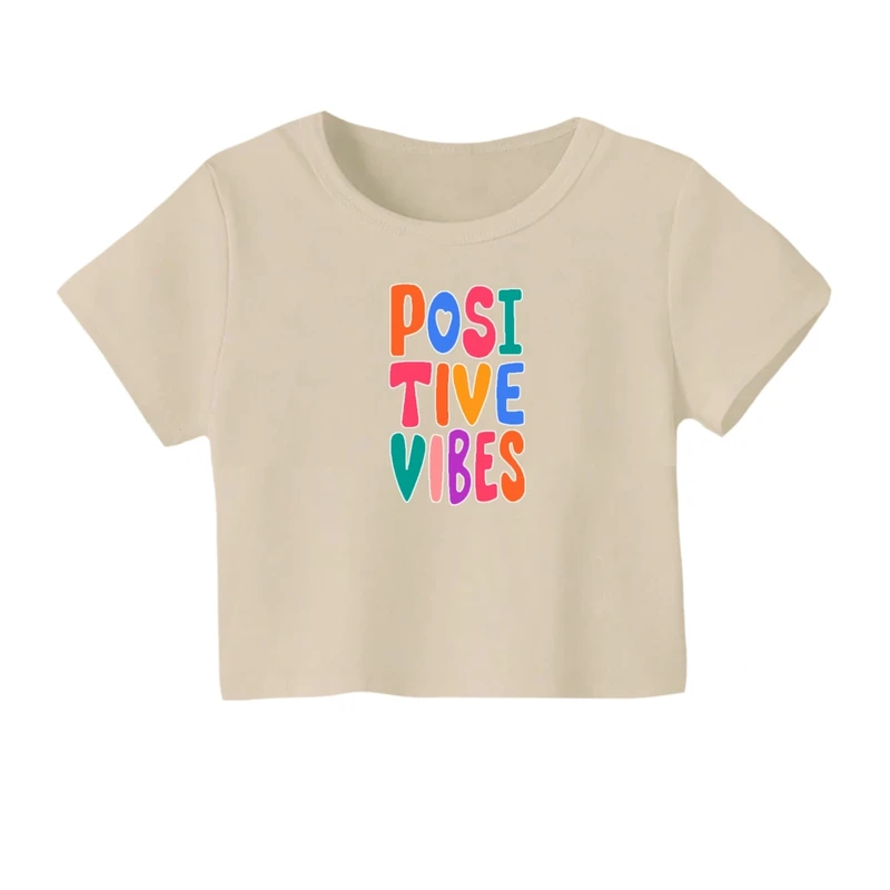 کراپ‌ تی‌شرت آستین کوتاه زنانه مدل انرژی مثبت