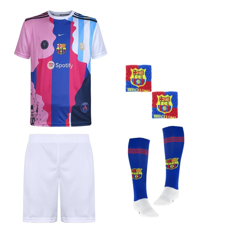 ست 5 تکه لباس ورزشی پسرانه مدل منتخب مسی 2026 رنگ سفید