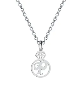 گردنبند نقره زنانه هایکا مدل الماس و حرف P کد n.ha2-850