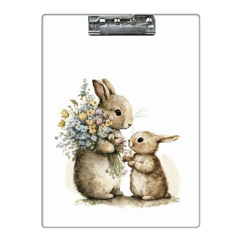 تخته شاسی طرح خرگوش و مامانش و دسته گل کد 4428866 سایز A4