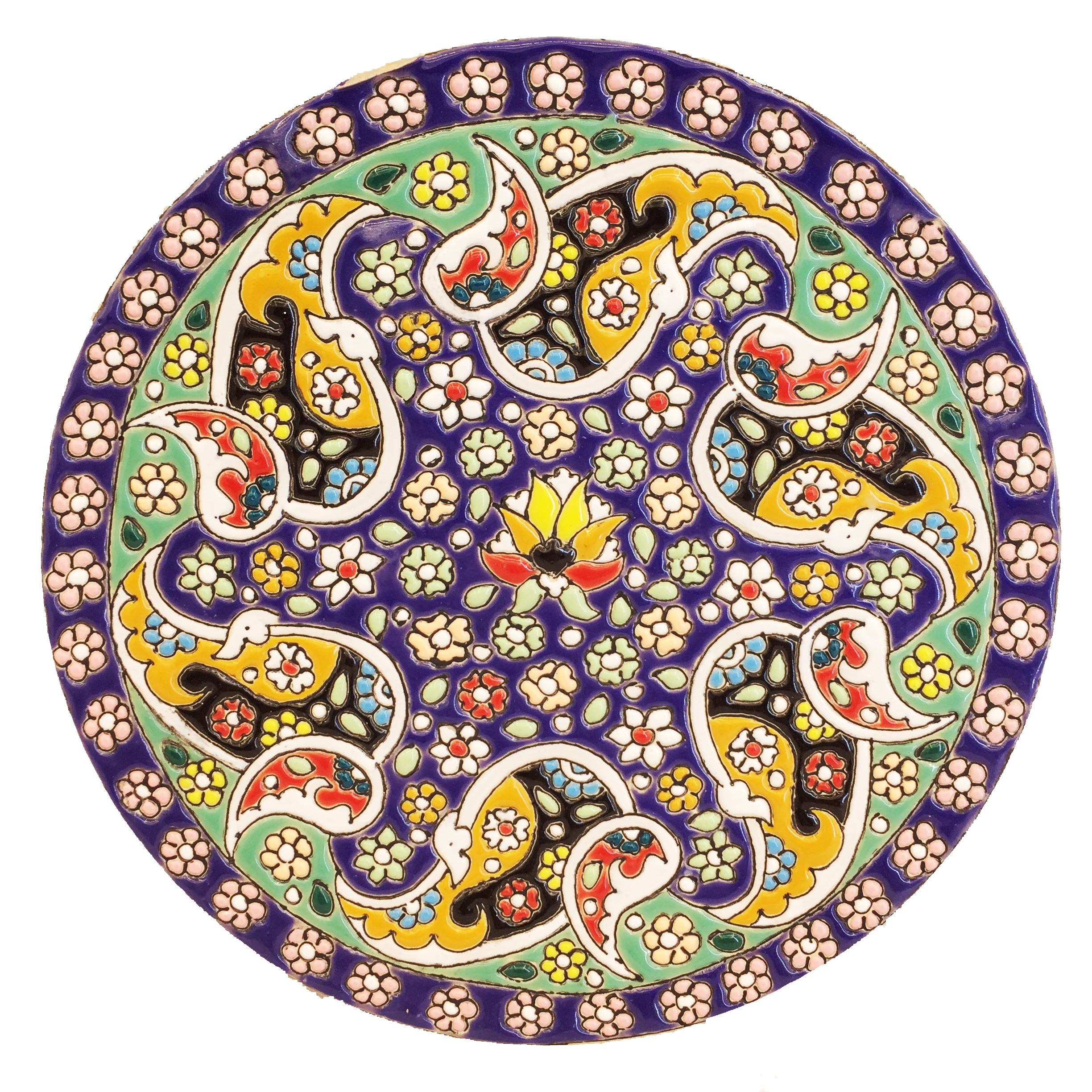 بشقاب میناکاری سفالی زمانیان کد ZMN15023