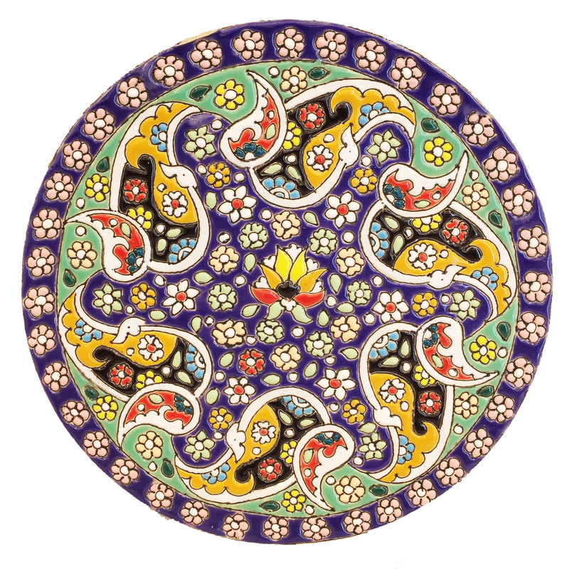 بشقاب میناکاری سفالی زمانیان کد ZMN15023