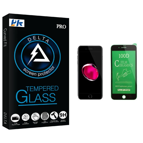محافظ صفحه نمایش سرامیکی پی کی مدل Delta Glass مناسب برای گوشی موبایل اپل iPhone 8 Plus